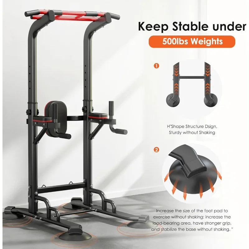 soges Power Tower Pull Up Bar Station, Height Adjustable Heavy Duty Strength Home Training Fitness Workout Equipment