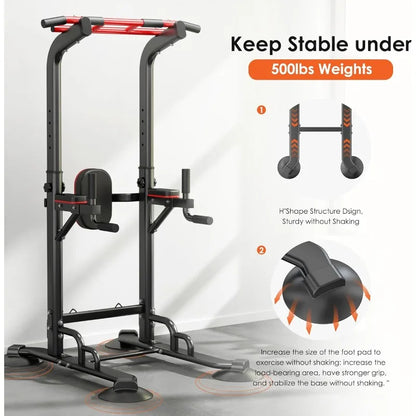 soges Power Tower Pull Up Bar Station, Height Adjustable Heavy Duty Strength Home Training Fitness Workout Equipment