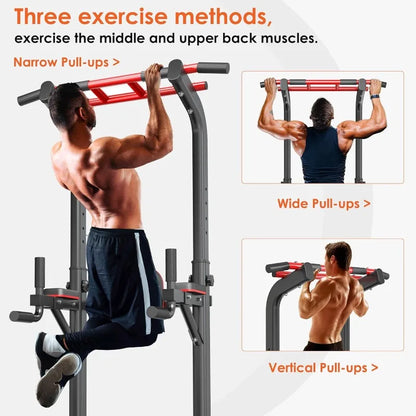soges Power Tower Pull Up Bar Station, Height Adjustable Heavy Duty Strength Home Training Fitness Workout Equipment