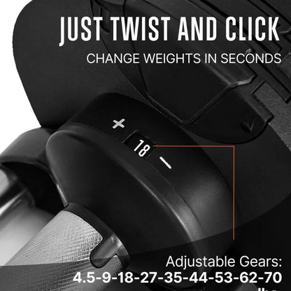 70lb Adjustable Dumbbell Weight Fitness Equipment with Anti-Slip Metal Handle Quick Change Weight Adjustments