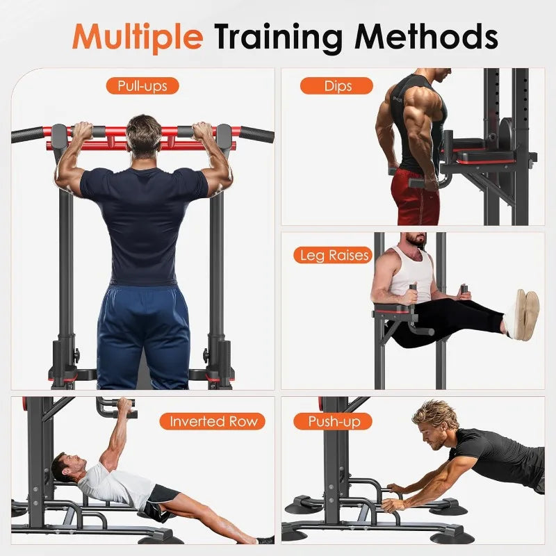 soges Power Tower Pull Up Bar Station, Height Adjustable Heavy Duty Strength Home Training Fitness Workout Equipment
