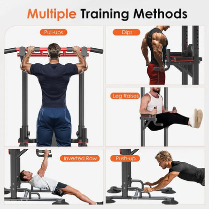 soges Power Tower Pull Up Bar Station, Height Adjustable Heavy Duty Strength Home Training Fitness Workout Equipment