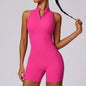 New V Back Scrunch Sports Jumpsuit Women Gym Rompers Sleeveless Sportswear Bodysuits Women Zipper One-Piece Suit Yoga Clothing