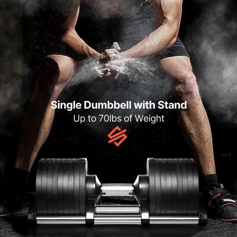 70lb Adjustable Dumbbell Weight Fitness Equipment with Anti-Slip Metal Handle Quick Change Weight Adjustments