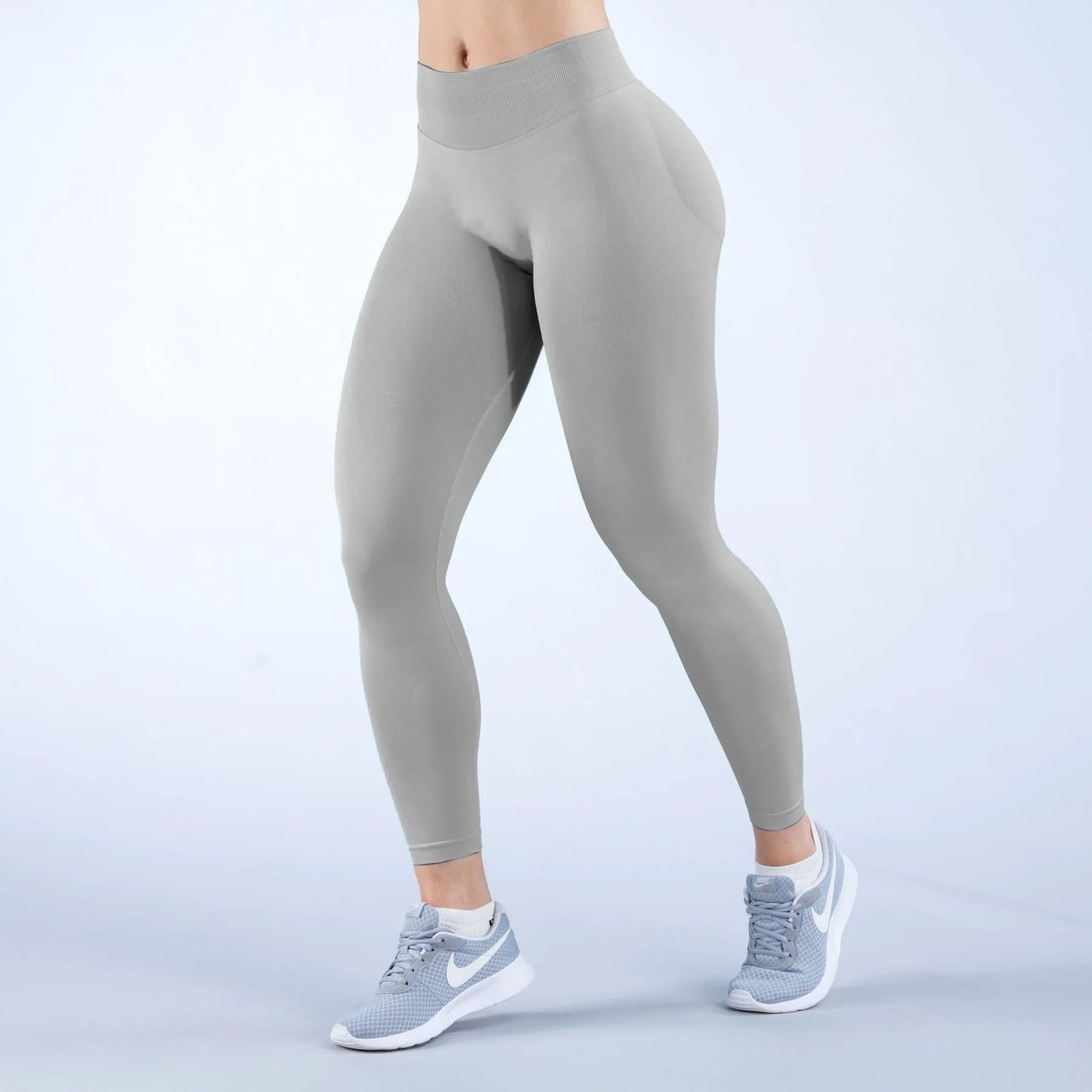 With Logo women Curl Up Seamless Yoga Pants High Quality Leggings Low Ribbed Fitness Pants High Stretch Fitness Tights