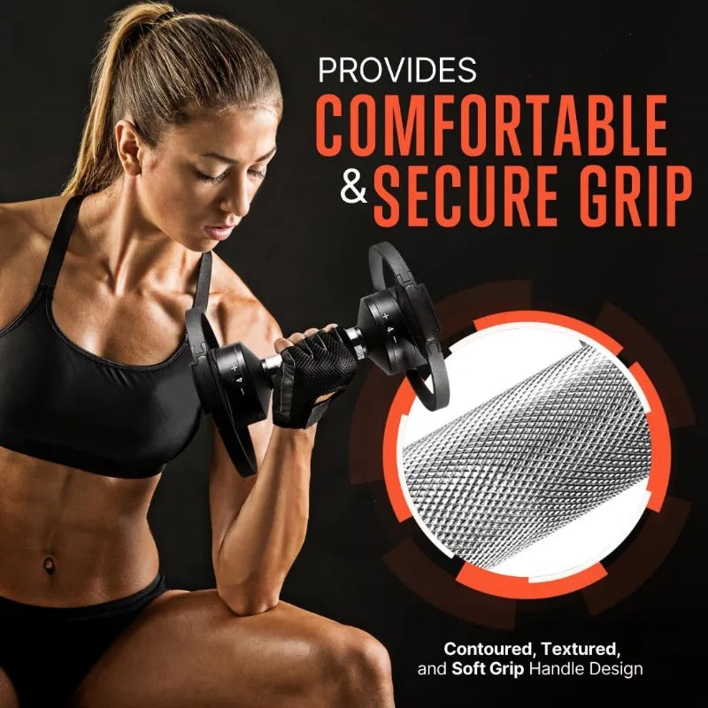 70lb Adjustable Dumbbell Weight Fitness Equipment with Anti-Slip Metal Handle Quick Change Weight Adjustments