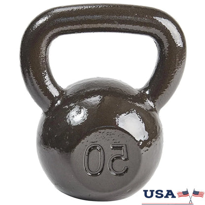 Durable 50 lb Cast Iron Kettlebell Strength Training Home Gym Workout Multi Joint Exercise Equipment