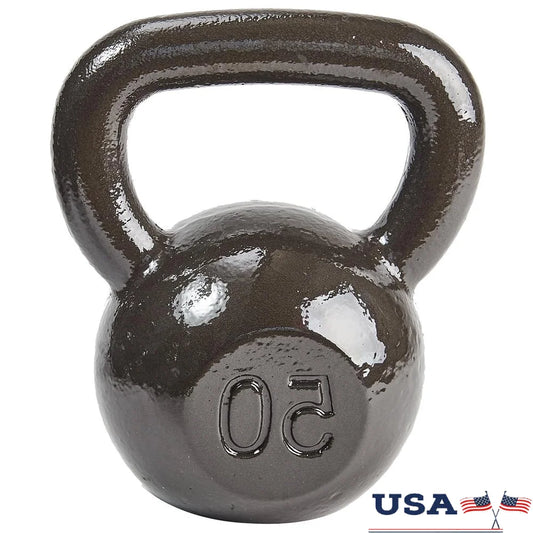 Durable 50 lb Cast Iron Kettlebell Strength Training Home Gym Workout Multi Joint Exercise Equipment