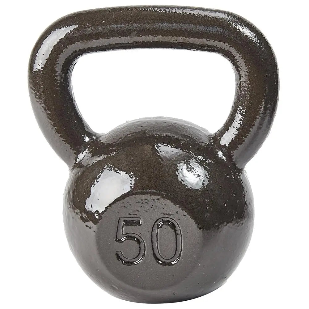 Durable 50 lb Cast Iron Kettlebell Strength Training Home Gym Workout Multi Joint Exercise Equipment