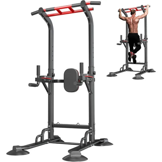 soges Power Tower Pull Up Bar Station, Height Adjustable Heavy Duty Strength Home Training Fitness Workout Equipment