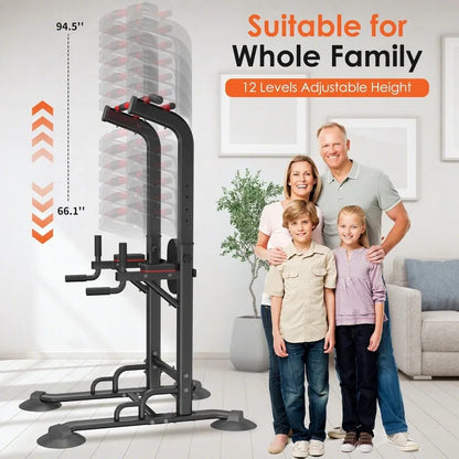 soges Power Tower Pull Up Bar Station, Height Adjustable Heavy Duty Strength Home Training Fitness Workout Equipment